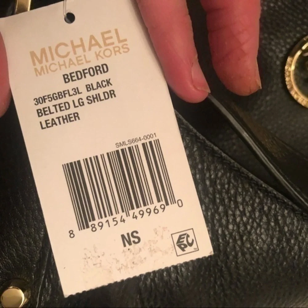 Michael kors black leather Bedford satchel NWT